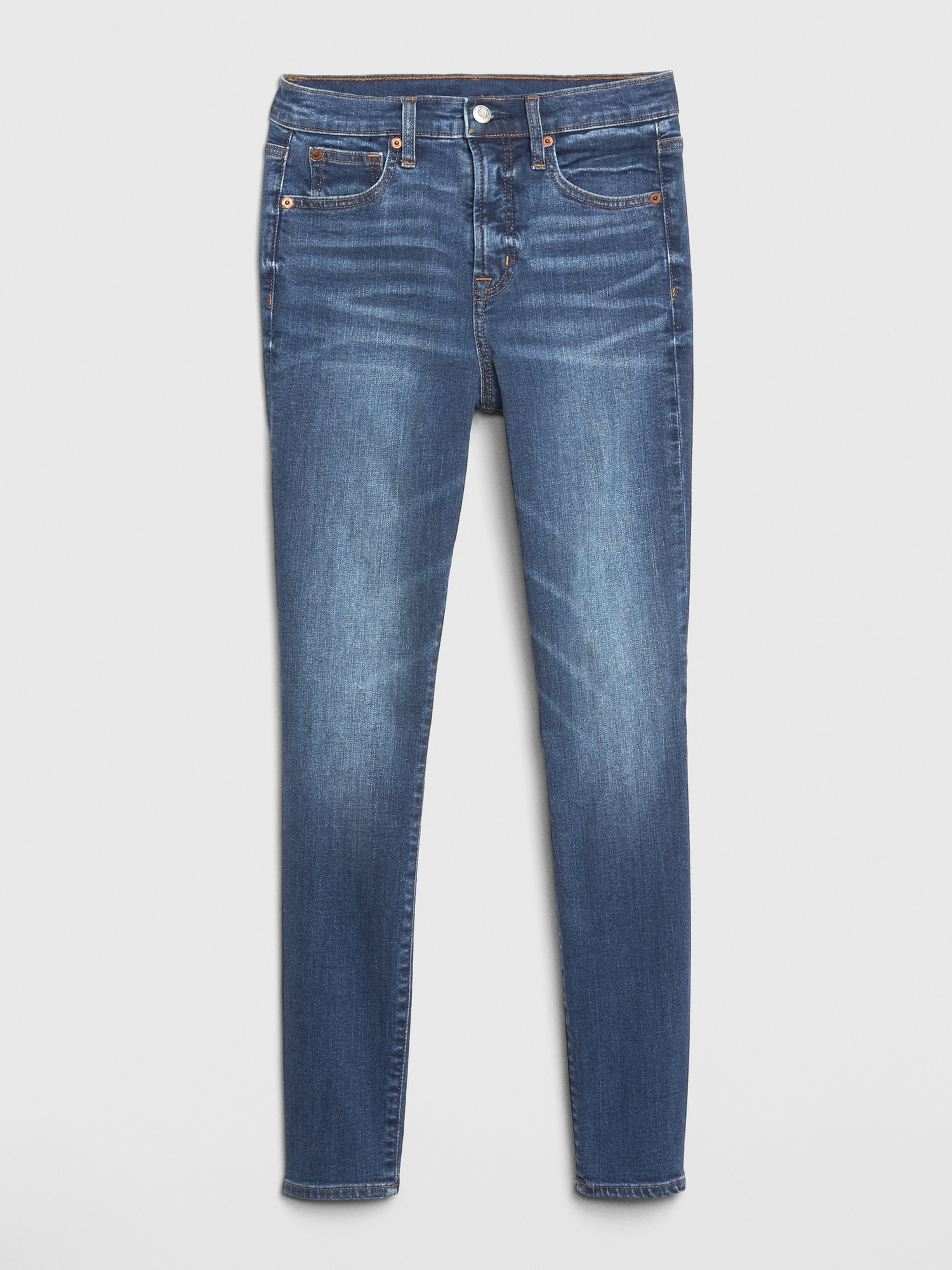 soft wear high rise true skinny jeans with secret smoothing pockets