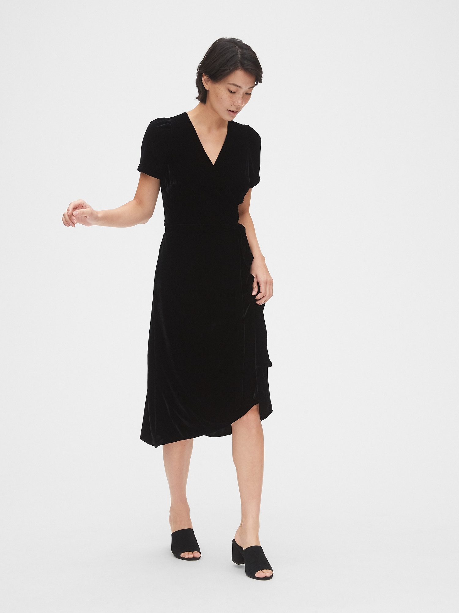 gap black wrap dress