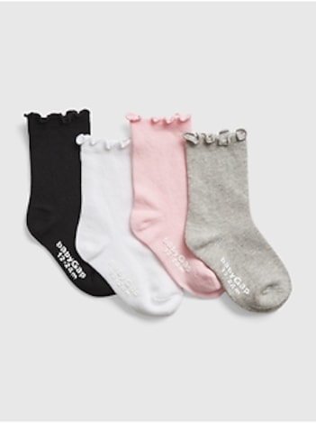 Toddler Lettuce Trim Crew Socks (4-Pack)