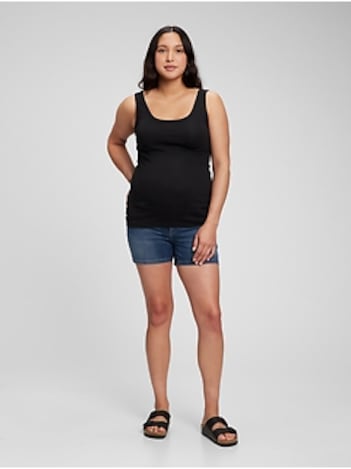 4" Maternity Inset Panel Denim Shorts