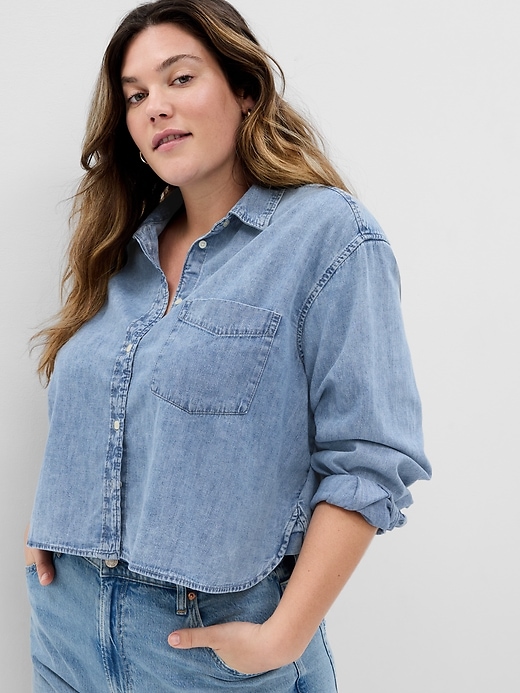 Image number 4 showing, Denim Crop Shirt