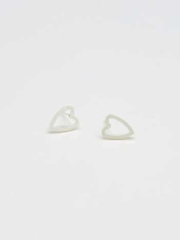 Silver Heart Outline Stud Earrings