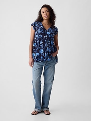 Maternity Flutter-Sleeve Shirt