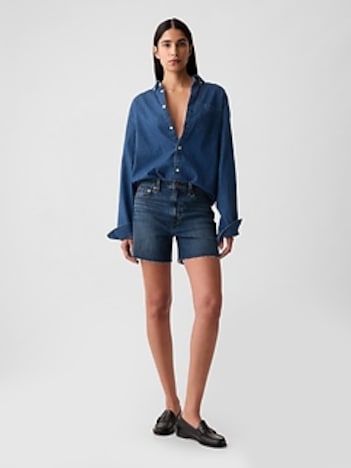 4" High Rise Girlfriend Denim Shorts