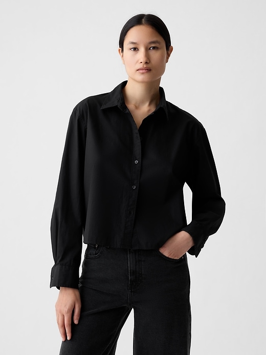 Image number 1 showing, Organic Cotton Poplin Crop Shirt