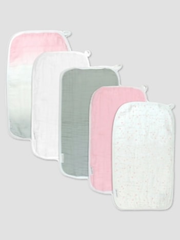 Honest Baby Clothing 5 Pack Organic Cotton Multi Layer Woven Burp Cloths