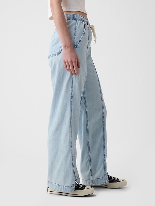 Image number 3 showing, Denim Easy Wide-Leg Pants