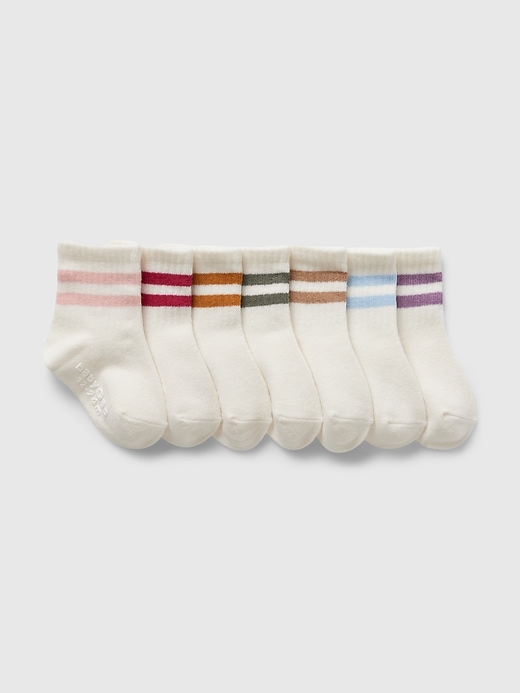 Image number 1 showing, Baby & Toddler Varsity Stripe Quarter Crew Socks (7-Pack)