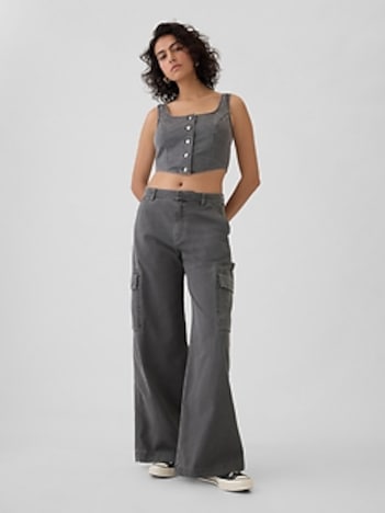Mid Rise Cargo Baggy Khakis