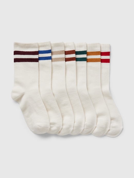 Image number 1 showing, Kids Organic Cotton Varsity Crew Socks (7-Pack)