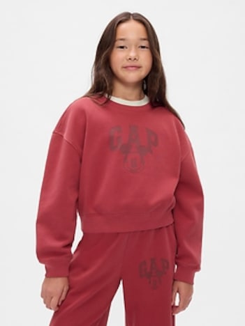 Gap × Disney Kids VintageSoft Mickey Mouse Logo Cropped Sweatshirt