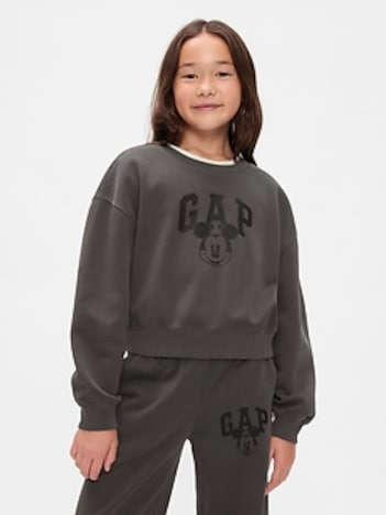 Gap × Disney Kids VintageSoft Mickey Mouse Logo Cropped Sweatshirt