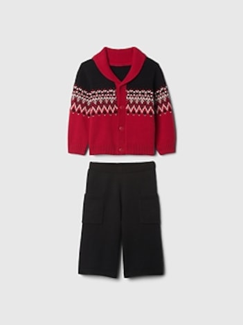 Baby Fair Isle Shawl Cardigan Set