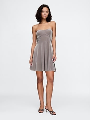 Strapless Velvet Mini Dress