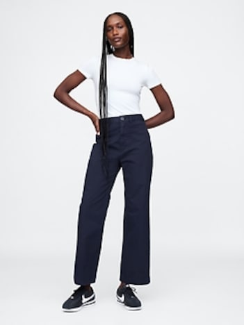 High Rise Stride Wide-Leg Ankle Khakis