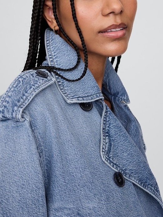 Image number 4 showing, UltraSoft Denim Crop Trench Jacket