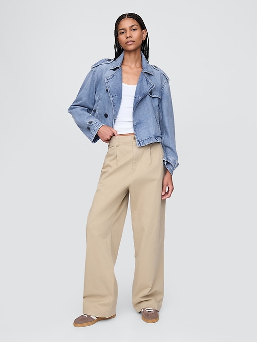 Image number 2 showing, UltraSoft Denim Crop Trench Jacket