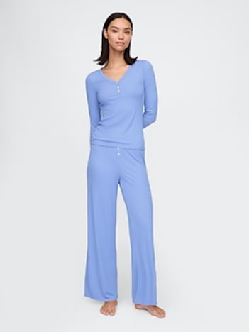 Mini Rib Wide-Leg PJ Pants