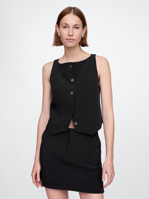 Image number 1 showing, BiStretch Boatneck Crop Vest