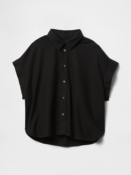 Image number 5 showing, Linen-Blend Crop Shirt