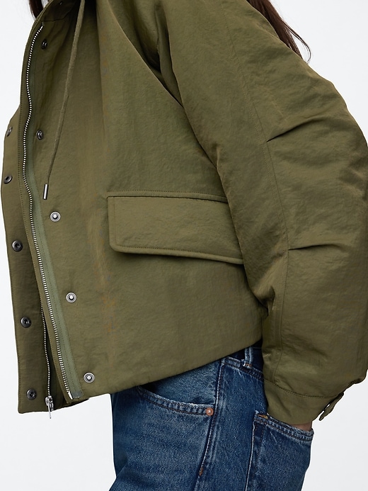 Image number 4 showing, Hooded Nylon Crop Jacket