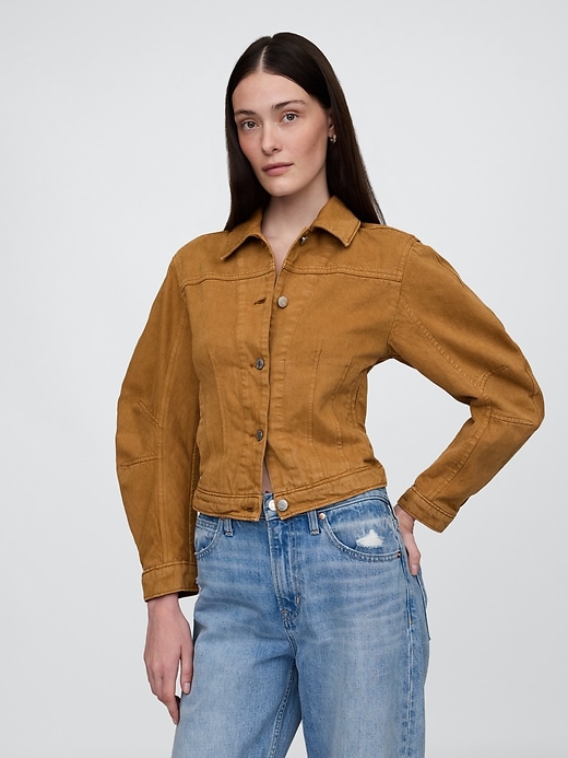 Image number 1 showing, Barrel-Sleeve Crop Jacket