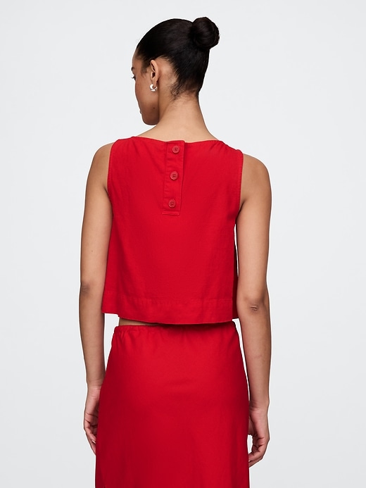 Image number 2 showing, Linen-Blend Crop Shell Tank Top