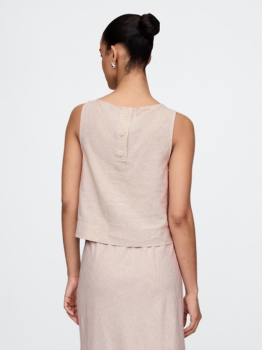 Image number 2 showing, Linen-Blend Crop Shell Tank Top
