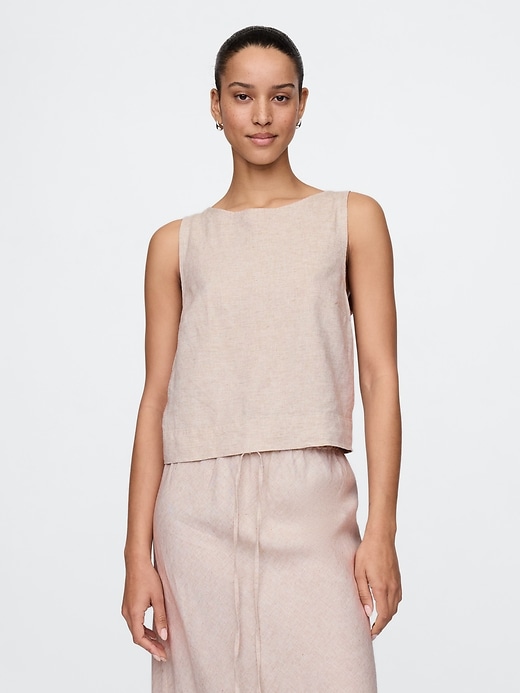 Image number 1 showing, Linen-Blend Crop Shell Tank Top