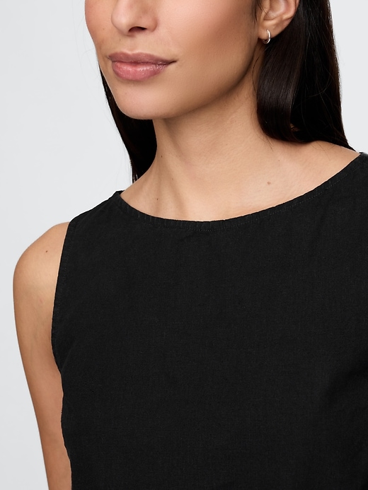Image number 4 showing, Linen-Blend Crop Shell Tank Top