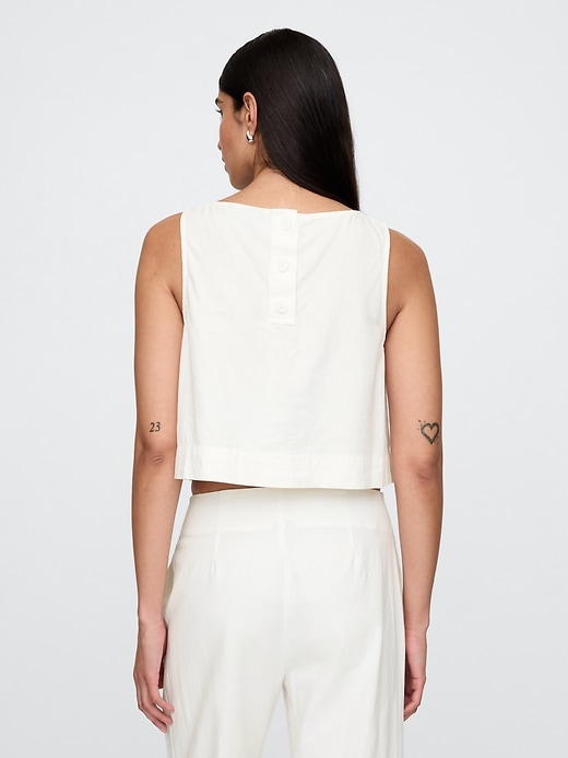 Image number 2 showing, Linen-Blend Crop Shell Tank Top
