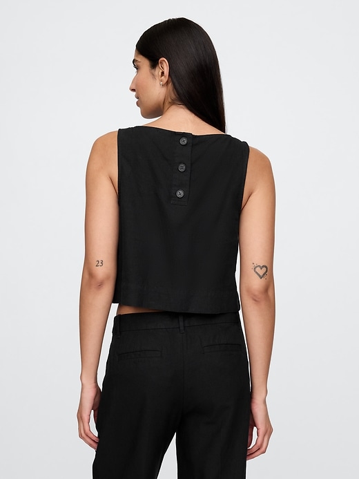 Image number 2 showing, Linen-Blend Crop Shell Tank Top