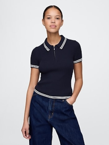 100% Cotton Quarter-Zip Polo Sweater
