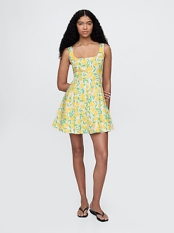 Linen-Blend Mini Dress