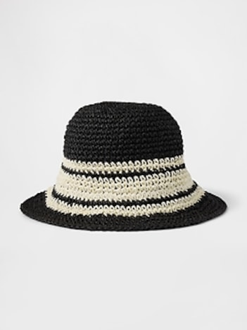 Striped Straw Bucket Hat