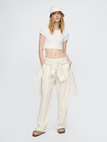 365 High Rise Linen-Blend Trousers