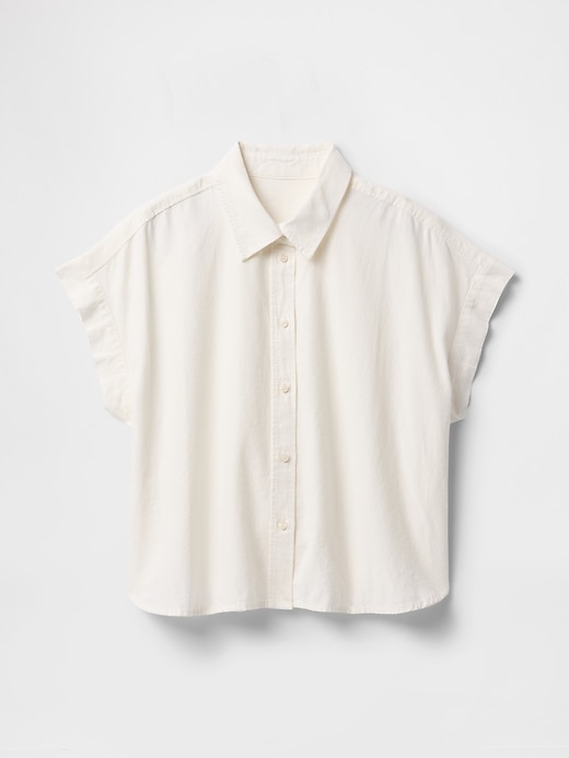 Image number 5 showing, Linen-Blend Crop Shirt