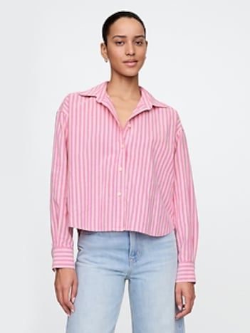 Organic Cotton Oxford Cropped Big Shirt