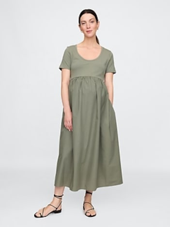 Maternity Mixed Media Maxi Dress