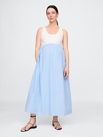 Maternity Mixed Media Maxi Dress