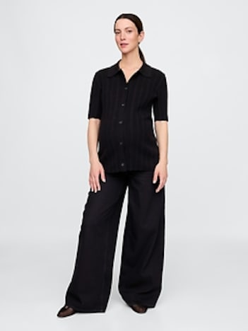 Maternity Rib Polo Shirt