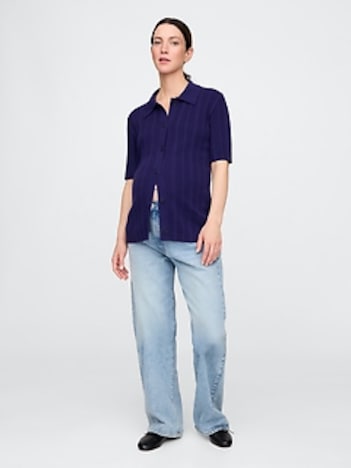 Maternity Rib Polo Shirt