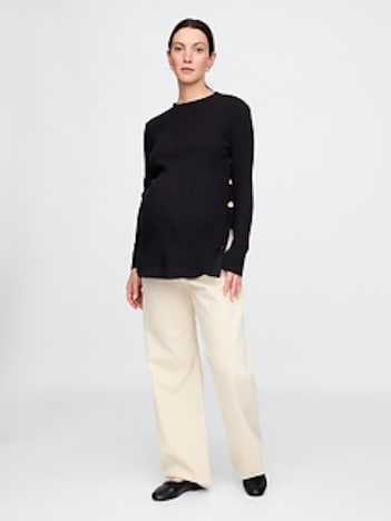 Maternity Side-Button Rib Sweater