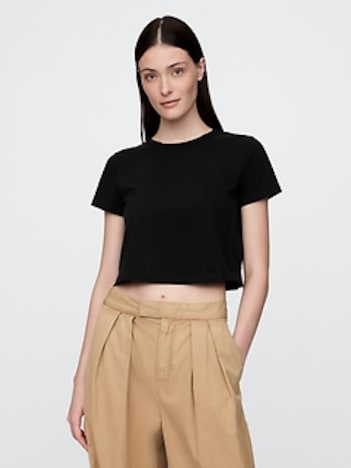 Cotton Jersey Cropped T-Shirt