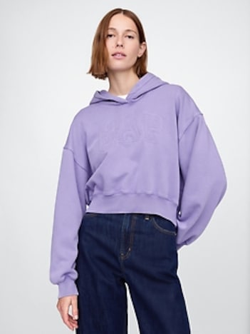 VintageSoft Cropped Logo Hoodie