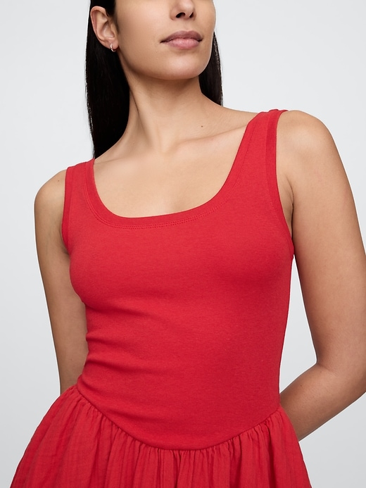 Image number 4 showing, Cotton Gauze Mixed Media Mini Tank Dress