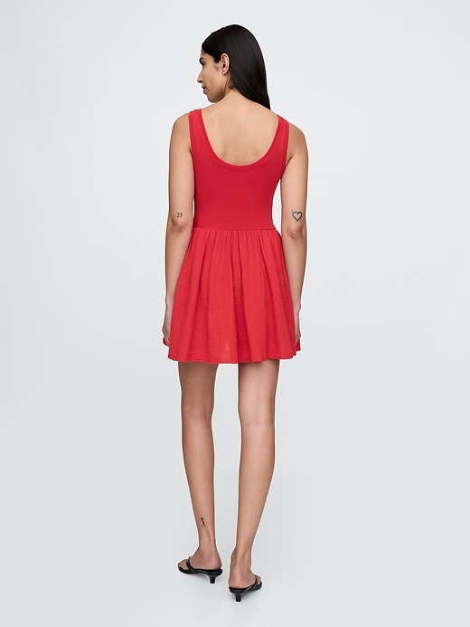 Image number 2 showing, Cotton Gauze Mixed Media Mini Tank Dress