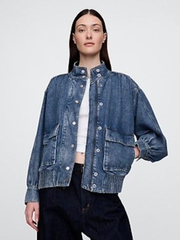 UltraSoft Denim Bomber Jacket