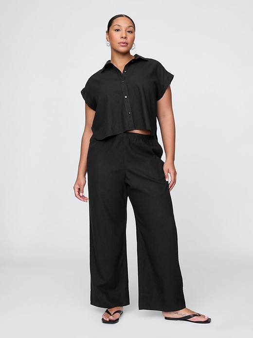 Image number 6 showing, Linen-Blend Easy Wide-Hem Pants