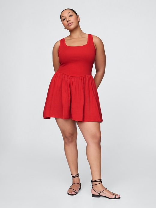Image number 5 showing, Cotton Gauze Mixed Media Mini Tank Dress